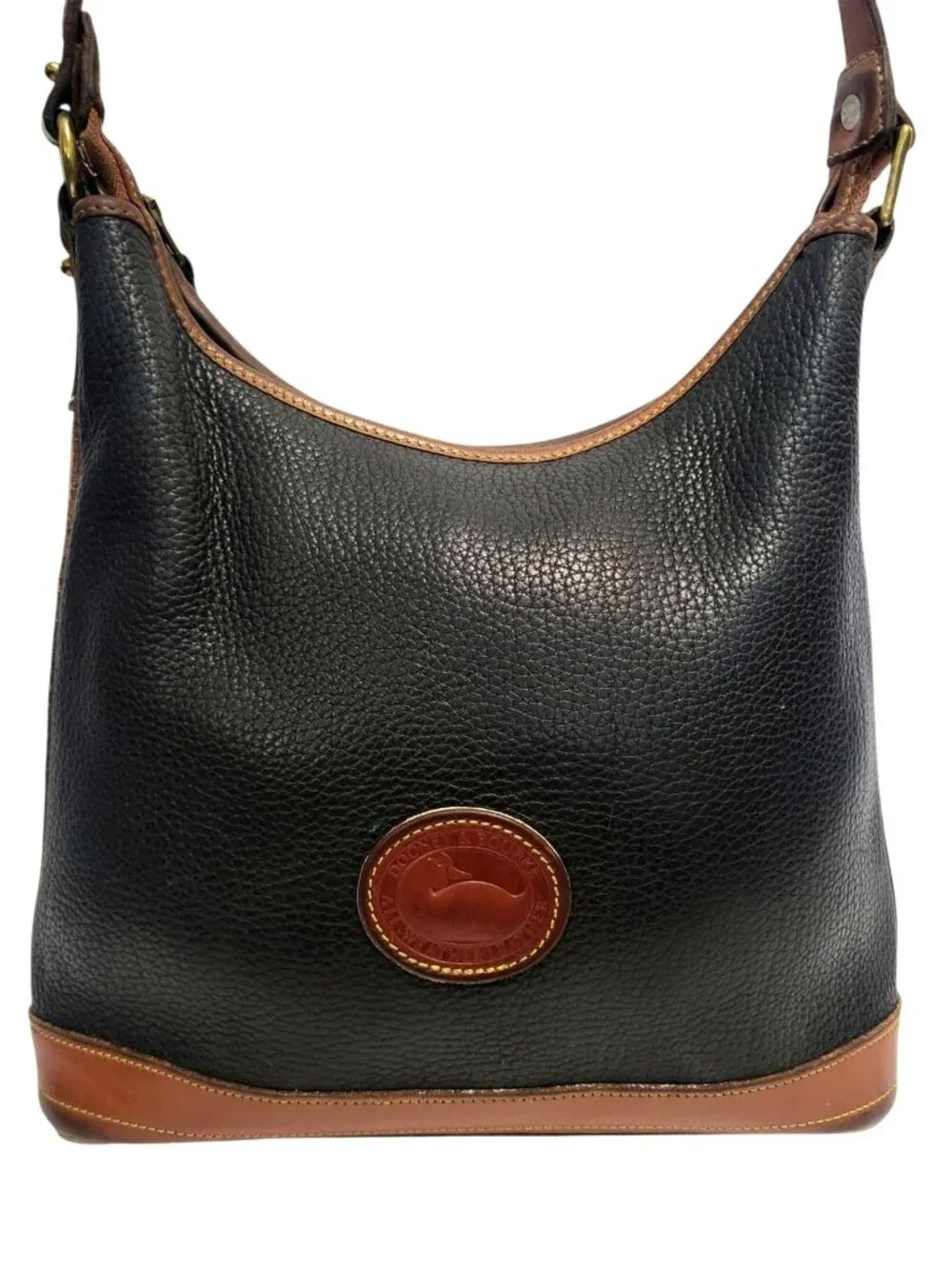 Vintage Dooney & Bourke AWL Hobo Shoulder Bag Black Pebbled Leather